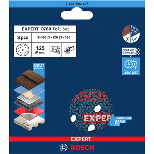 Produktbild für Schleifpapier Bosch Expert O780 Körnung 80-180 Set