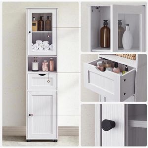 Produktbild für Badschrank Vasagle BBK163T44, mit 4 Füßen, weiß