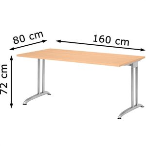 Produktbild für Schreibtisch Hammerbacher B-Serie, buche / silber