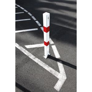 Produktbild für Absperrpfosten Alberts Klappy, rot/weiß, aus Metall