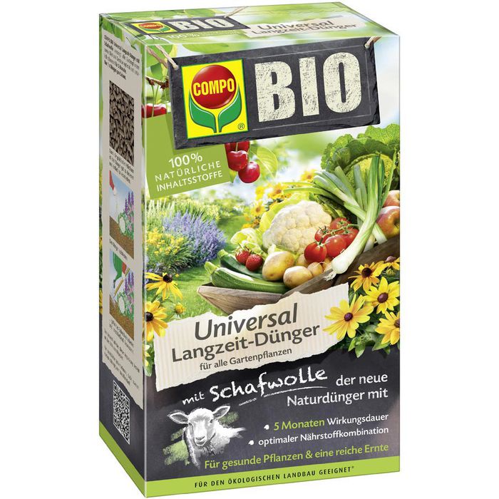 Compo Dnger Bio Universal Langzeitdnger, Langzeitwirkung bis 150 Tage,  mit Schafwolle, 2 kg  Bttcher AG