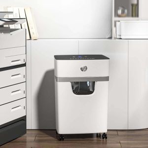 Produktbild für Aktenvernichter HP 2804 OneShred 10MC, weiß, mit Rollen