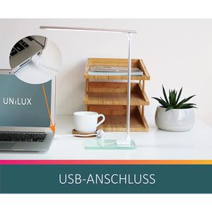 Produktbild für Schreibtischlampe Unilux Popy, silber, LED, dimmbar