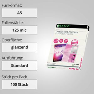 Produktbild für Laminierfolien Leitz 33807 iLAM, DIN A5