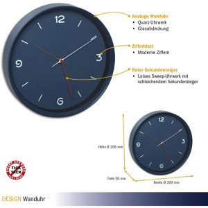 Produktbild für Wanduhr TFA 60.3056.06, Kunststoff, analog, Quarzuhr