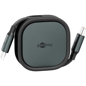 Produktbild für Ladekabel Goobay 77424 Aufrollkabel, schwarz, 1m