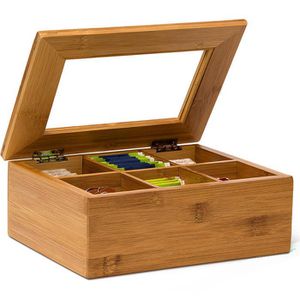 Teebox Relaxdays 10019145-406 für Teebeutel, braun, aus Bambus