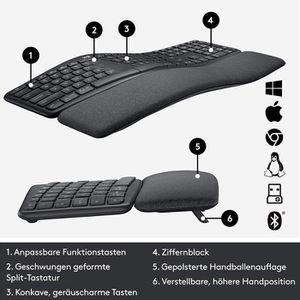Produktbild für Tastatur Logitech Ergo K860