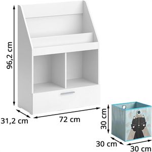 Produktbild für Bücherregal Vicco Luigi, weiß, mit 2 Faltboxen