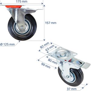 Produktbild für Schwerlastrolle HMF 6790, Lenkrolle mit Bremse
