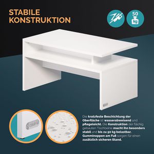 Produktbild für Couchtisch CASARIA Sacramento, aus Holz, weiß