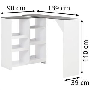 Produktbild für Bartisch vidaXL 280226, anthrazit / weiß