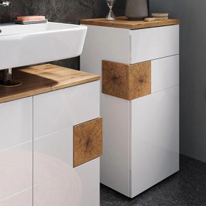 Produktbild für Badschrank Vicco Eden, weiß hochglanz / eiche