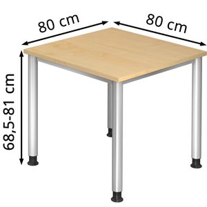 Produktbild für Schreibtisch Hammerbacher H-Serie, ahorn / silber