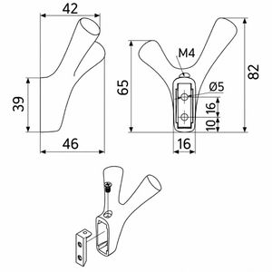 Produktbild für Garderobenhaken SO-TECH Bicorno, 130333, edelstahloptik