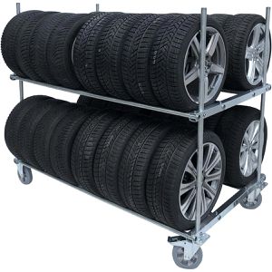 Reifenwagen Bertele Gigant XL, Metall, silber, für 32 Reifen