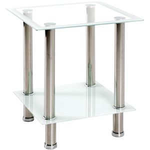 Haku-Möbel Beistelltisch 20378, Kerstin, weiß, Glas / Metall, 40 x 46 x  40cm, quadratisch – Böttcher AG