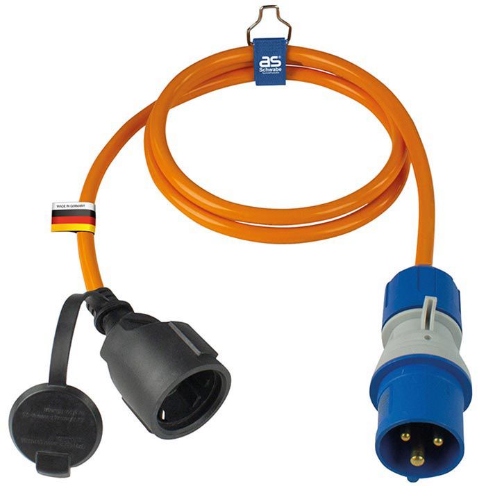 Böttcher Kabel auf CEE – 16 1,5 / Caravan IP44, 230 V CEE-Adapter Schutzkontakt, as-Schwabe m AG A 62435,