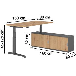 Produktbild für Schreibtisch Hammerbacher XBHM, 30715, asteiche, mit Sideboard