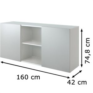 Produktbild für Sideboard Hammerbacher 1780, aus Holz, silber / weiß