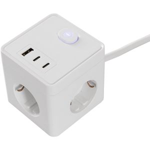 Produktbild für Steckdosenwürfel ChiliTec CT-SDW-3, mit Schalter, weiß