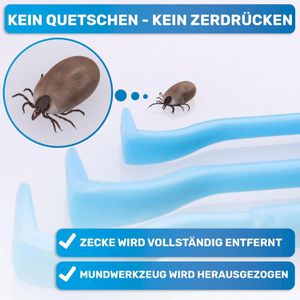 Produktbild für Zeckenhaken BluePet Tick Remover, blau, mit Tasche, 3er Set