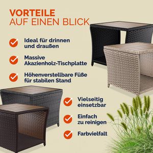 Produktbild für Beistelltisch CASARIA 109948, braun / creme, aus Holz / Metall