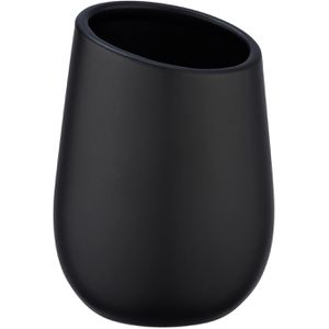 Produktbild für Zahnputzbecher Wenko Badi, schwarz, aus Keramik