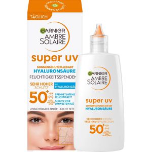 Garnier Sonnencreme LSF Super mit AG Hyaluronsäure – Solaire 50+, Ambre Anti-Oxidativ, UV, 40ml, Böttcher