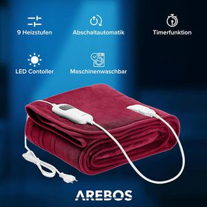 Produktbild für Heizdecke Arebos 105347, bordeaux