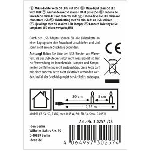 Produktbild für Lichterkette Idena 30257, Micro, USB-Betrieb, für Innen
