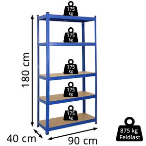 Produktbild für Schwerlastregal PROREGAL Ragnar, 5 Holzböden