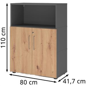 Produktbild für Kombischrank Hammerbacher FW38T2KG, asteiche / graphit