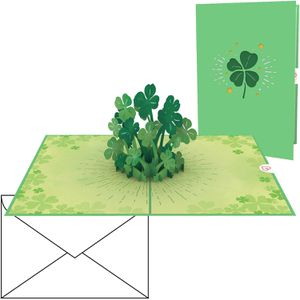 papercrush Grußkarten 3D Glücksklee, 130 x 180mm, Pop-Up Karte, mit Umschlag