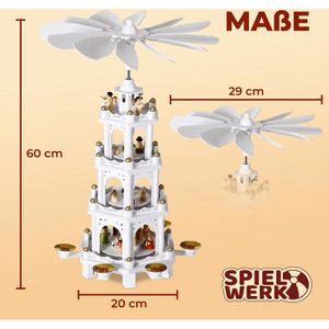 Produktbild für Weihnachtspyramide Spielwerk 107626, XL, weiß