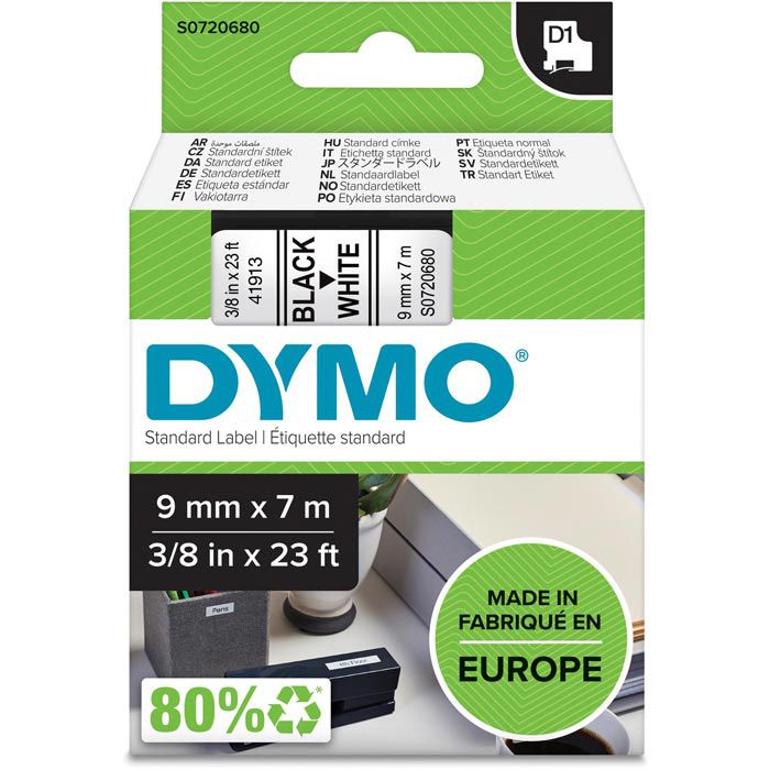 Dymo 40913 D1 9mm Schriftband s0720680 7m weiß - Böttcher AG
