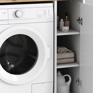 Produktbild für Waschmaschinenschrank Vicco Lavik, weiß / eiche