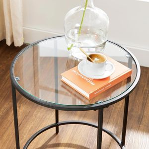 Produktbild für Beistelltisch Vasagle LGT020B01, schwarz, aus Glas / Metall