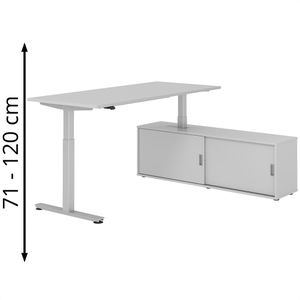 Schreibtisch Hammerbacher XMST 29382, lichtgrau, mit Sideboard