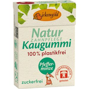 Birkengold Kaugummis Natur Kaugummi Pfefferminze, plastikfrei, 20 Dragees