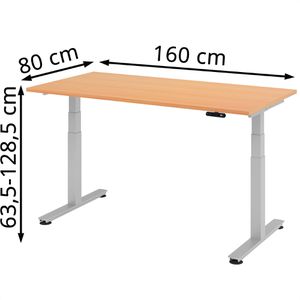 Produktbild für Schreibtisch Hammerbacher XDSM 16, buche / silber