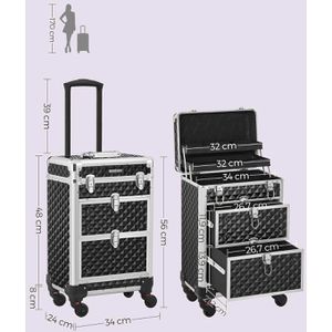 Produktbild für Kosmetikkoffer Songmics JHZ08BK, Trolley, groß