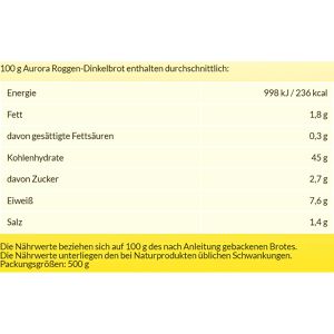 Produktbild für Brotbackmischung Aurora Roggen-Dinkelbrot