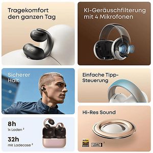 Produktbild für Kopfhörer Soundcore AeroClip, schwarz