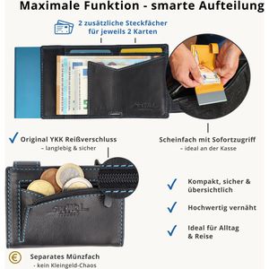 Produktbild für Kreditkartenetui SecWal Echt Leder blau/schwarz, für 10 Karten