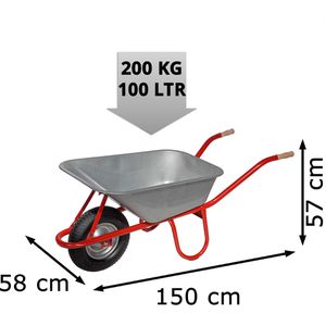 Produktbild für Schubkarre pro-bau-tec Profi, 10197, Tragkraft 200 kg