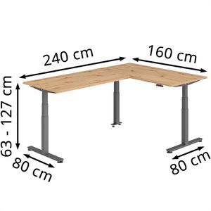 Produktbild für Schreibtisch Hammerbacher XDSMW, asteiche / graphit