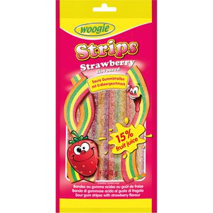 Woogie Fruchtgummis Sour Strawberry Strips, 80g