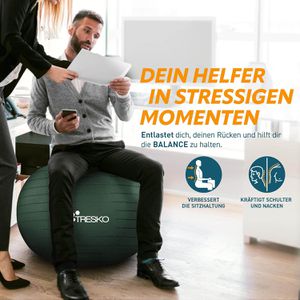 Produktbild für Gymnastikball Tresko Anti-Burst, mit Luftpumpe