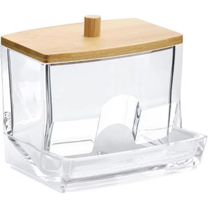 Produktbild für Wattestäbchenbehälter Navaris transparent, mit Bambusdeckel